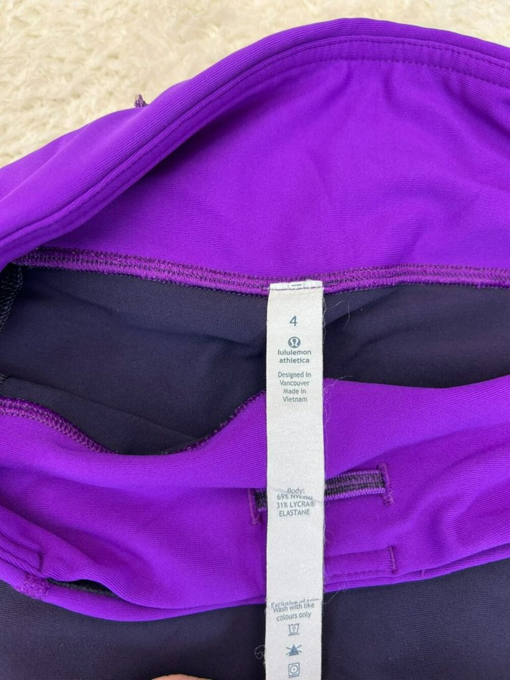 Lululemon Leggings Women Purple/Black Size 4 Nylon/Elastane High Rise Reflective - Picture 2 of 5